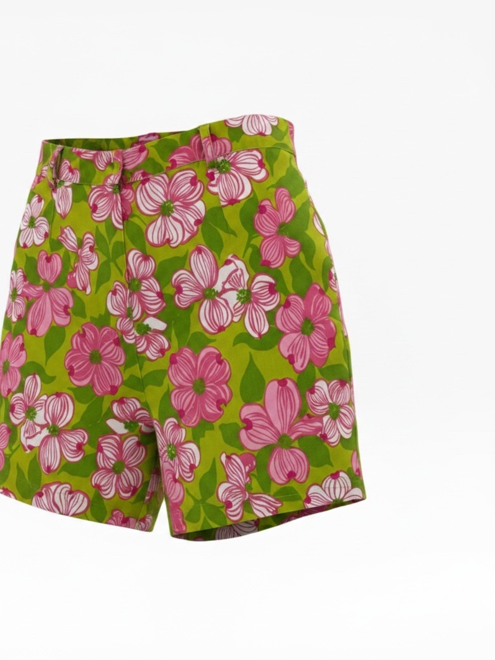 Key West Pink Floral Bermuda Shorts in Green